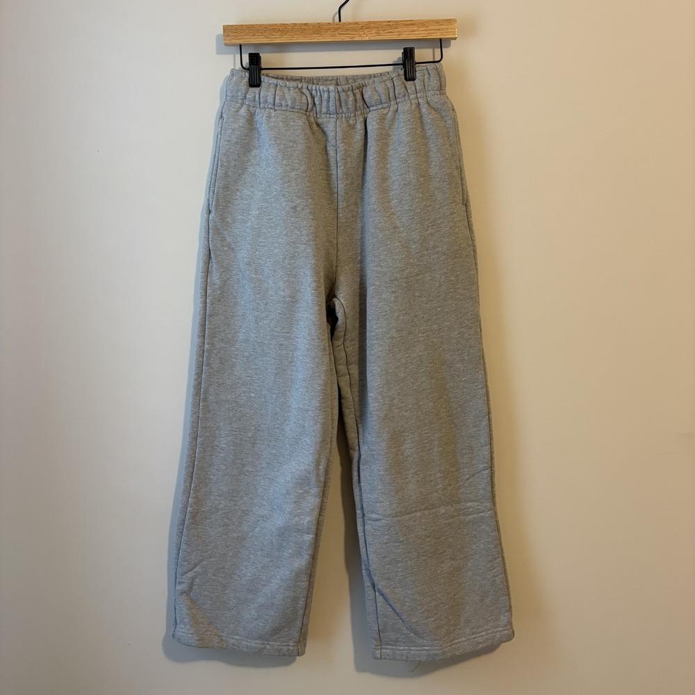 Lucid Blanks 100% Cotton Wide Leg Fleece Sweatpants Gray Sz S Heavy Comfort Crop